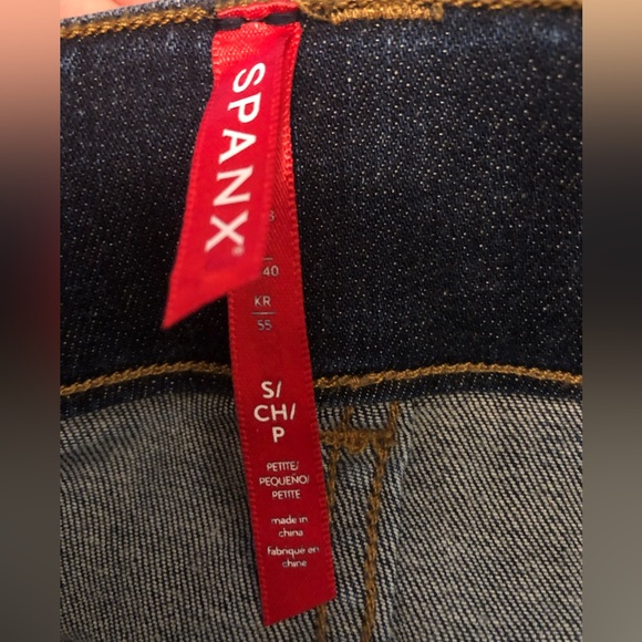 Spanx Ankle Length Skinny Jean Midnight Shade Dark Wash Compression Petite Small - Picture 2 of 4